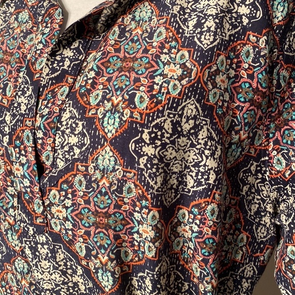 KUT from the kloth print long sleeved shirt dress with v neck and pockets - Picture 6 of 12